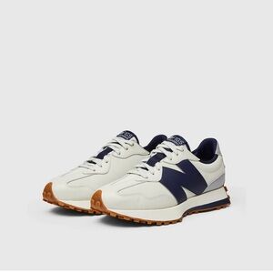 New Balance 327 X Figs Cream and Navy Athletic Shoes size 13 1/2 unisex men’s 12